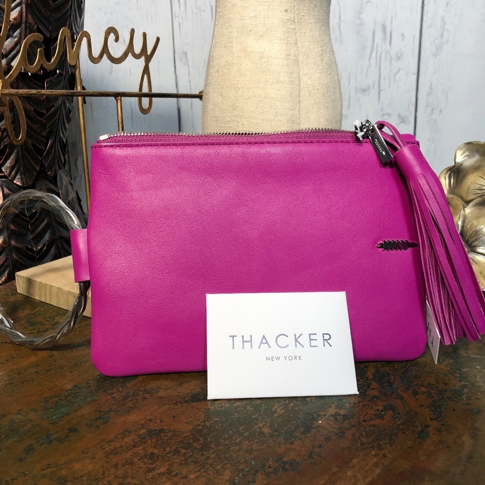 Thacker Fuchsia Leather Clutch-Wristlet RingHandle - Picture 10 of 12